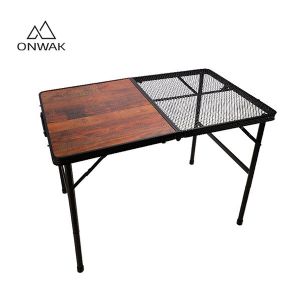 Folding Aluminum Table with Replaceable MDF and Steel Mesh...