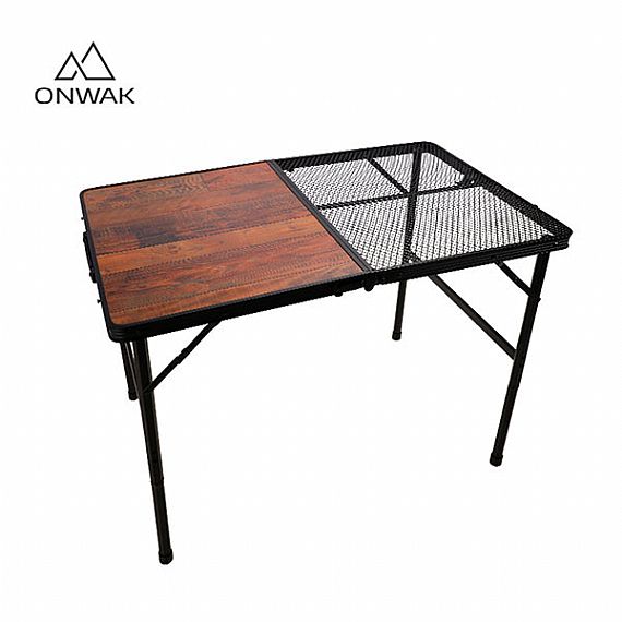 Folding Aluminum Table with Replaceable MDF and Steel Mesh Desktop