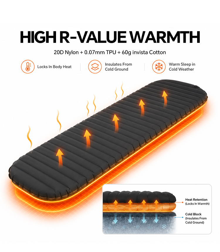 Water-Resistant Insulated Air Sleeping Pad for Camping & Hiking